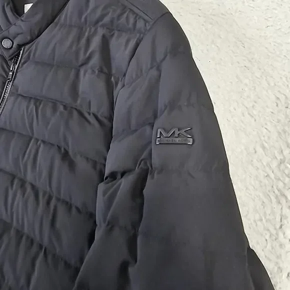 Michael Kors Puffer Down Jacket Men's Large Full Zip Pockets Winter Warm Black - Picture 3 of 10